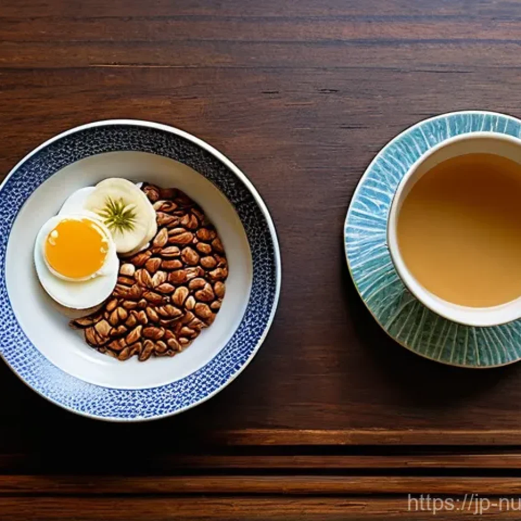 정신 건강을 위한 음식의 중요성 - **Prompt:** A beautifully composed flat lay image showcasing a wholesome and nutrient-rich breakfast...