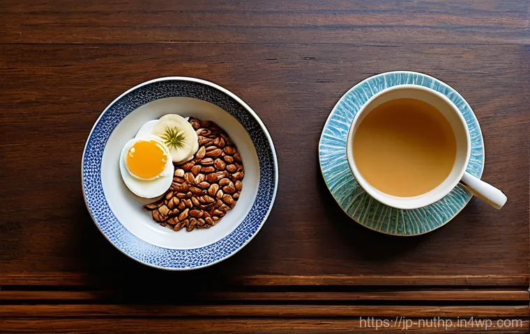 정신 건강을 위한 음식의 중요성 - **Prompt:** A beautifully composed flat lay image showcasing a wholesome and nutrient-rich breakfast...